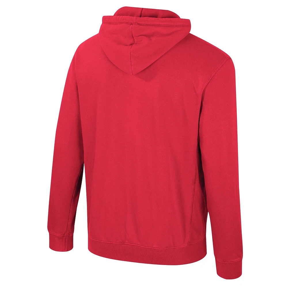 Men's Colosseum Scarlet Ohio State Buckeyes Big & Tall Cap E-Tan Pullover Hoodie