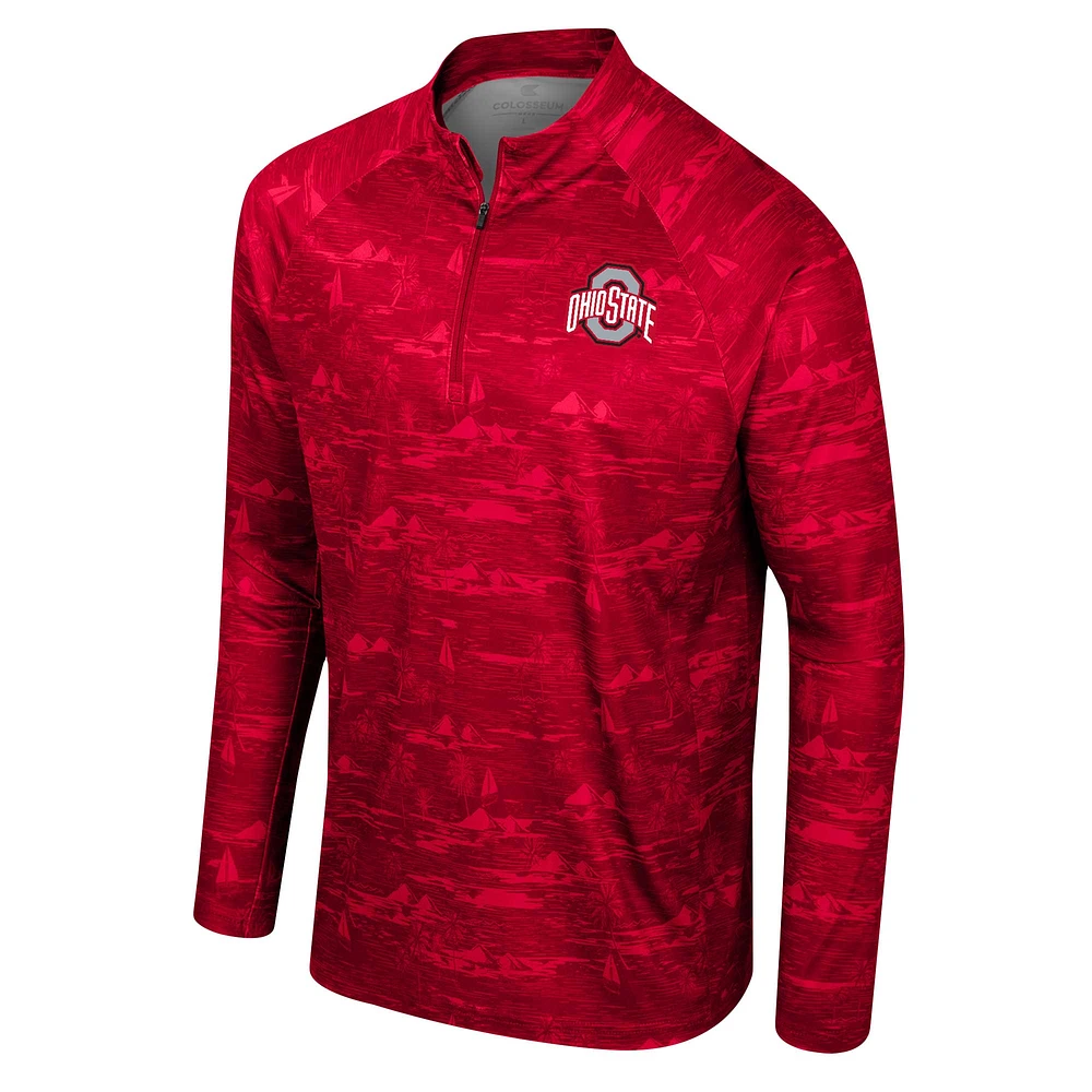 Men's Colosseum Scarlet Ohio State Buckeyes Carson Raglan Quarter-Zip Jacket
