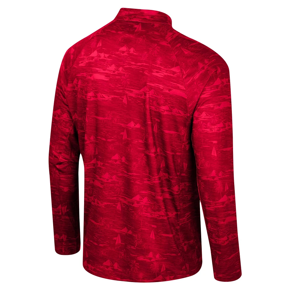 Men's Colosseum Scarlet Ohio State Buckeyes Carson Raglan Quarter-Zip Jacket
