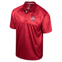 Men's Colosseum Scarlet Ohio State Buckeyes Honeycomb Raglan Polo