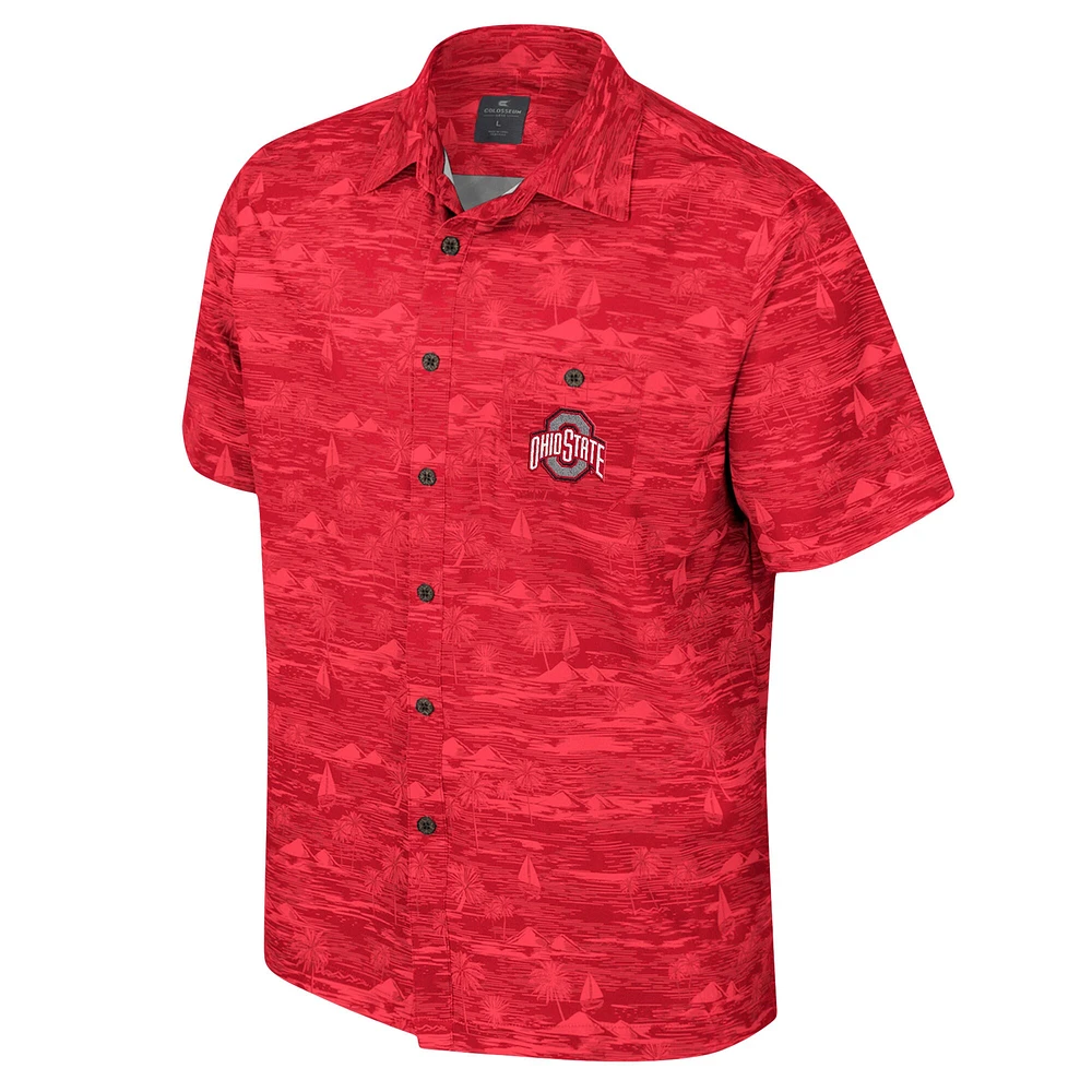 Men's Colosseum Scarlet Ohio State Buckeyes Ozark Button-Up Shirt