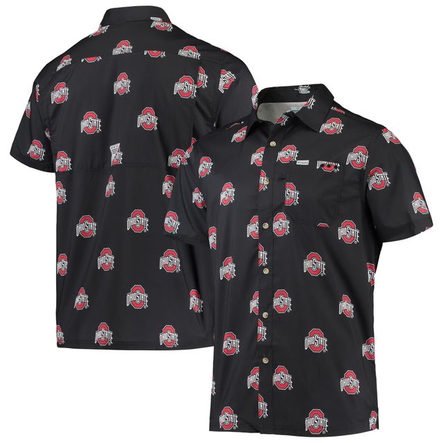 Chemise boutonnée Columbia Ohio State Buckeyes Super Slack Tide Omni-Shade pour homme, noir