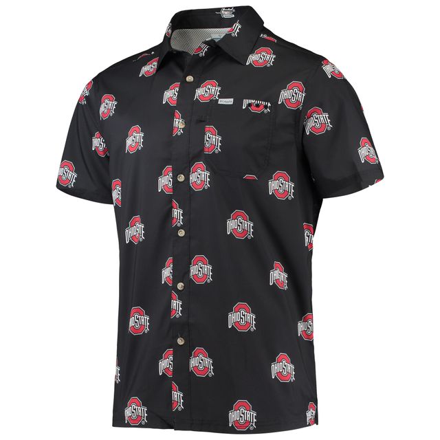 Chemise boutonnée Columbia Ohio State Buckeyes Super Slack Tide Omni-Shade pour homme, noir