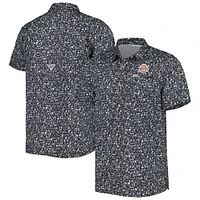 Men's Columbia Black Ohio State Buckeyes Super Slack Tide Omni-Shade Team Button-Up Shirt