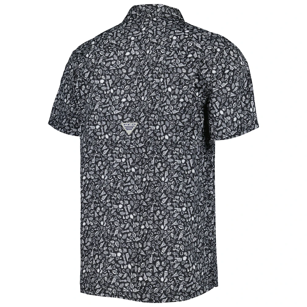 Men's Columbia Black Ohio State Buckeyes Super Slack Tide Omni-Shade Team Button-Up Shirt