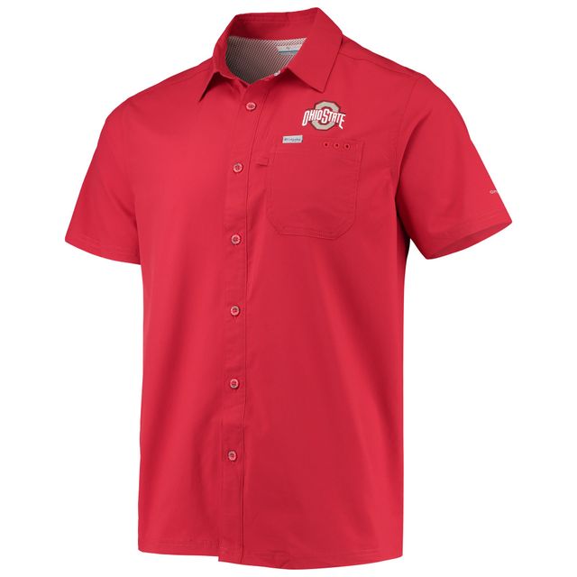 Chemise boutonnée Columbia PFG Scarlet Ohio State Buckeyes Slack Tide Camp pour homme