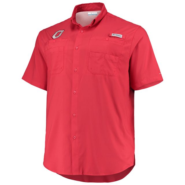 Chemise boutonnée Columbia Scarlet Ohio State Buckeyes Big & Tall Tamiami Omni-Shade pour homme