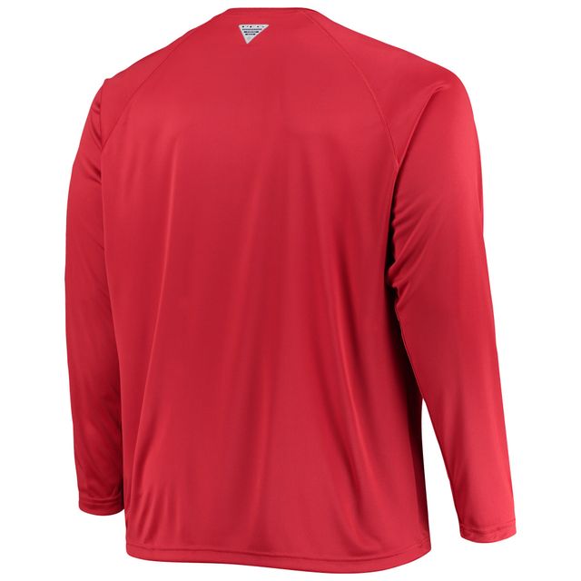 Columbia Scarlet Ohio State Buckeyes Big & Tall Terminal Tackle Raglan Omni-Shade T-shirt à manches longues pour homme