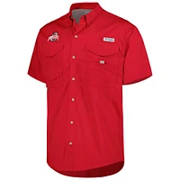 Men's Columbia Scarlet Ohio State Buckeyes Bonehead Button-Up Shirt