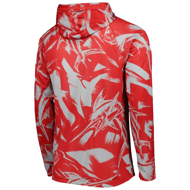 Columbia Scarlet Ohio State Buckeyes Super Terminal Tackle Omni-Shade Raglan T-shirt à capuche manches longues pour homme