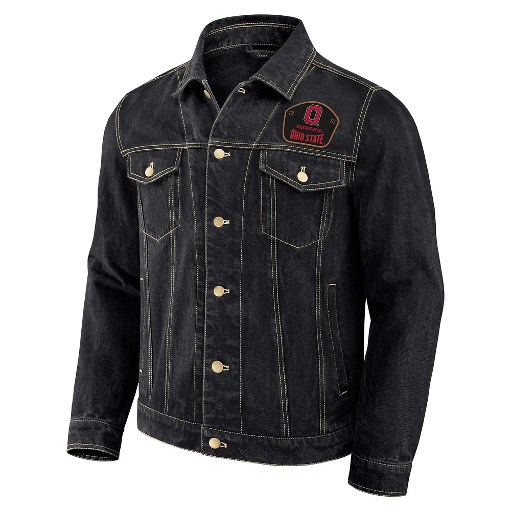 Men's Darius Rucker Collection by Fanatics Black Ohio State Buckeyes Button-Up Denim Jacket