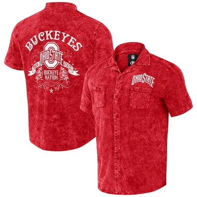 Collection Darius Rucker pour homme par Fanatics Scarlet Ohio State Buckeyes Team Color Chemise boutonnée