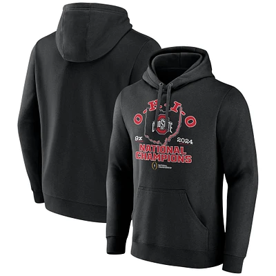 Sweat à capuche noir fanatiques pour hommes Ohio State Buckeyes College Football Playoff 2024 Champions nationaux Big & Tall OH1O