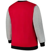 Men's Fanatics  Scarlet Ohio State Buckeyes Contrast Sleeve Large Chest Big & Tall Pullover Sweatshirt