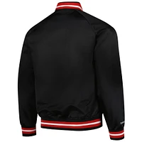 Men's Mitchell & Ness Black Ohio State Buckeyes Lightweight Satin Raglan Full-Snap Jacket
