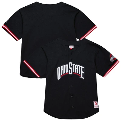 Maillot à boutons complets noir Ohio State Buckeyes On The Clock pour homme de Mitchell & Ness