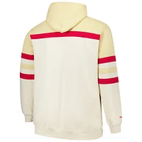 Men's Mitchell & Ness Cream Ohio State Buckeyes Big Tall Head Coach Pullover Hoodie