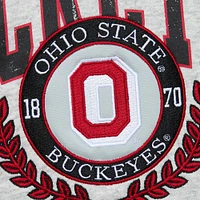 Men's Mitchell & Ness Heather Gray Ohio State Buckeyes Arched Fleece Crewneck Pullover Sweatshirt