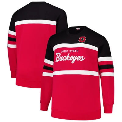Sweat-shirt en polaire à logo vintage pour homme Mitchell & Ness Scarlet Ohio State Buckeyes Big Tall Head Coach