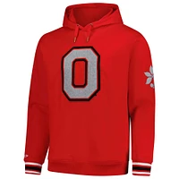 Men's Mitchell & Ness Scarlet Ohio State Buckeyes Chainstich Fleece Pullover Hoodie
