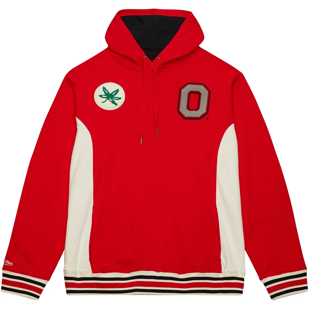 Men's Mitchell & Ness Scarlet Ohio State Buckeyes Team Legacy French Terry Pullover Hoodie