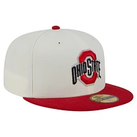 Men's New Era Cream Ohio State Buckeyes Chrome 59FIFTY Fitted Hat