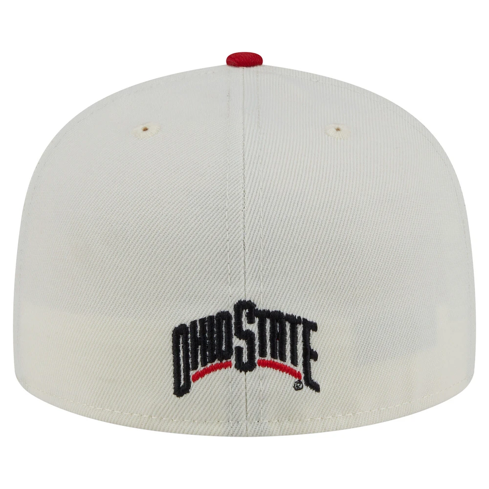Men's New Era Cream Ohio State Buckeyes Chrome 59FIFTY Fitted Hat