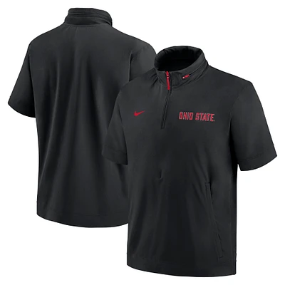 Veste à capuche demi-zip Nike pour homme Ohio State Buckeyes 2024 Sideline Coach manches courtes et
