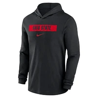 Men's Nike Black Ohio State Buckeyes 2024 Sideline Hoodie Performance Long Sleeve T-Shirt