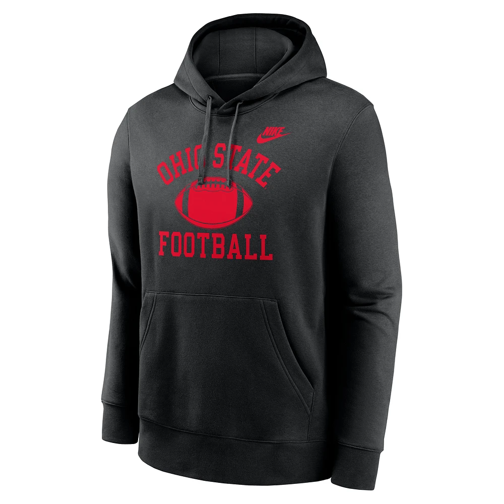 Men's Nike Black Ohio State Buckeyes Legacy Football Icon Club Fleece Pullover Hoodie