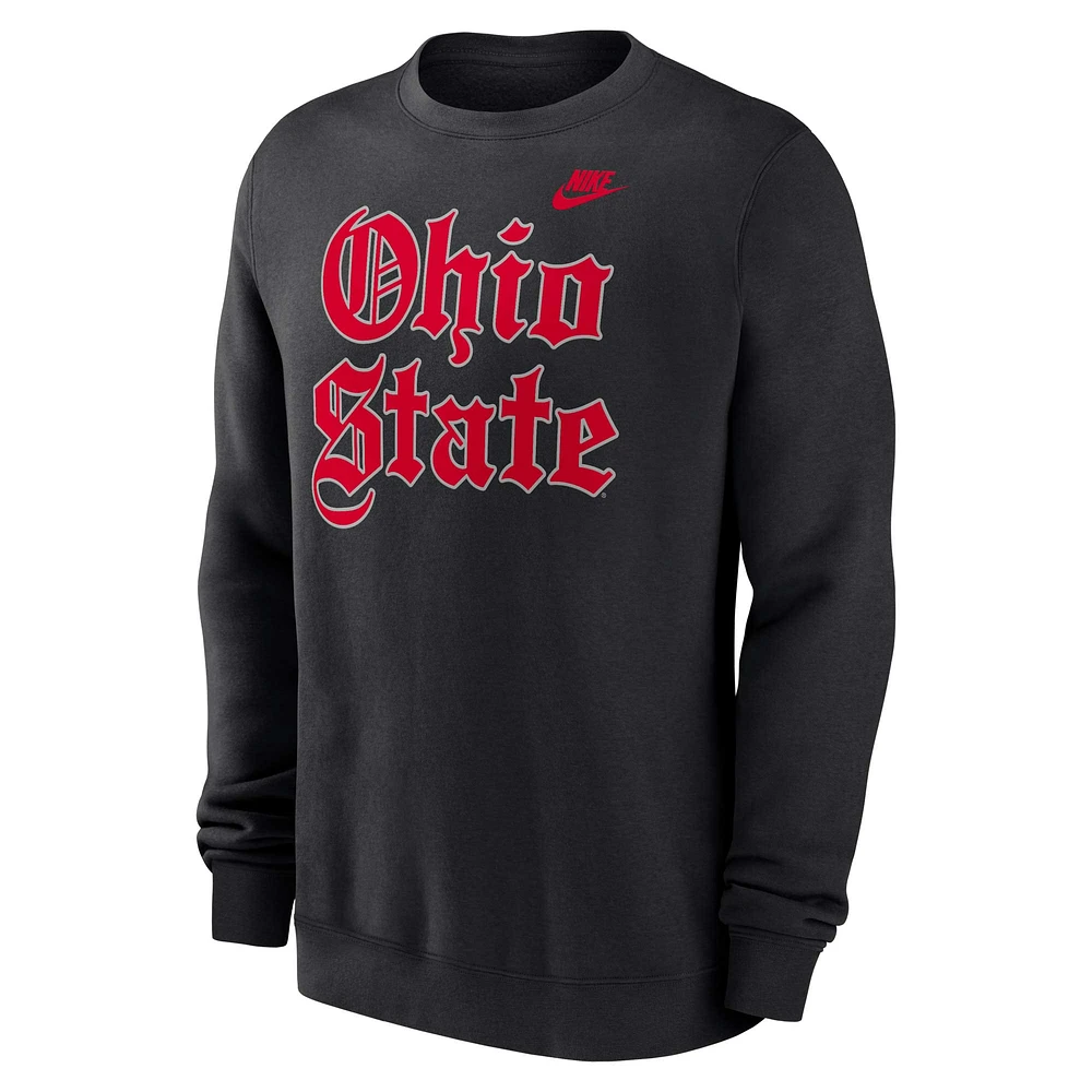 Men's Nike Black Ohio State Buckeyes Old English Fleece Sweatshirt