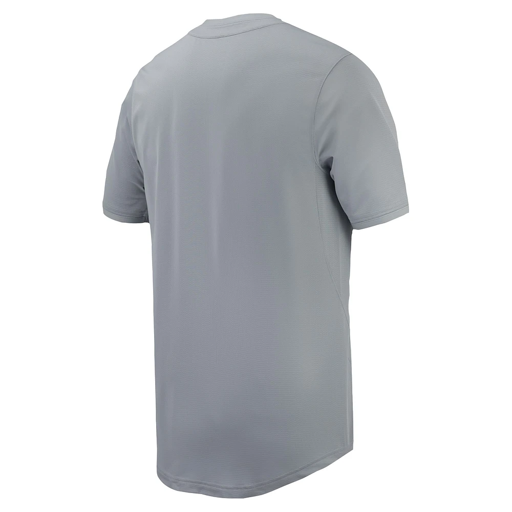 Maillot de baseball réplique à boutons complets Nike pour hommes, gris Ohio State Buckeyes