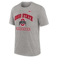 Men's Nike Heather Gray Ohio State Buckeyes Arch Over Logo Tri-Blend T-Shirt