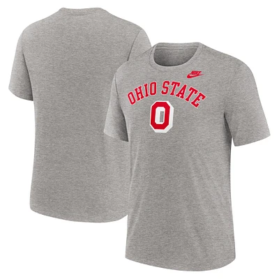 T-shirt Nike gris chiné pour homme Ohio State Buckeyes Legacy Arch Tri-Blend