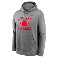 Men's Nike Heather Gray Ohio State Buckeyes Legacy Football Icon Club Fleece Pullover Hoodie