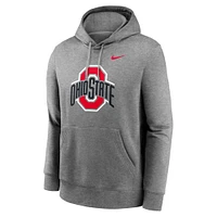 Men's Nike Heather Gray Ohio State Buckeyes Primetime Club Fleece Pullover Hoodie
