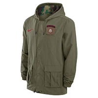 Men's Nike Olive Ohio State Buckeyes 2024 Military Appreciation Full-Snap Hoodie Jacket