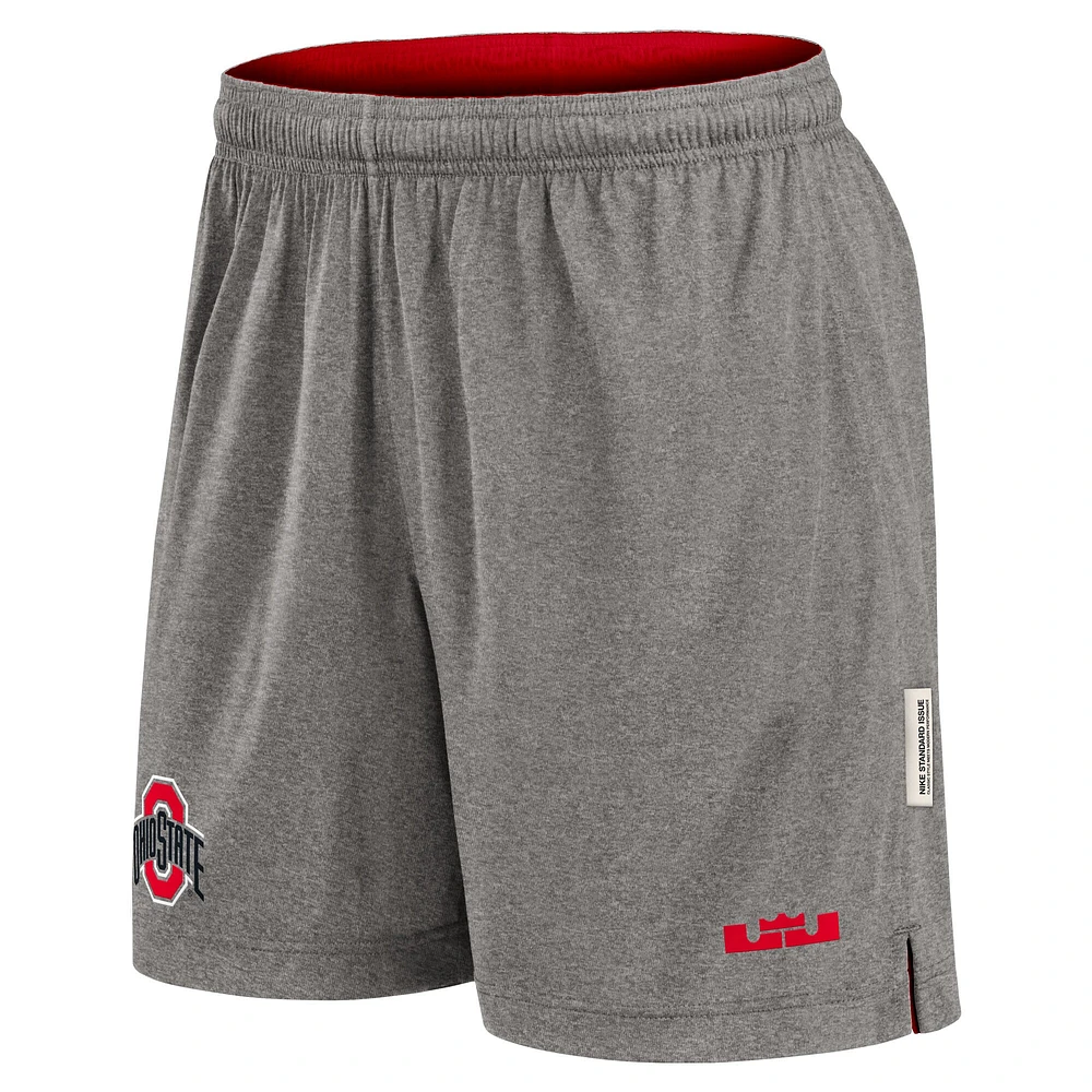Men's Nike Scarlet/Heather Gray Ohio State Buckeyes Player Reversible Shorts