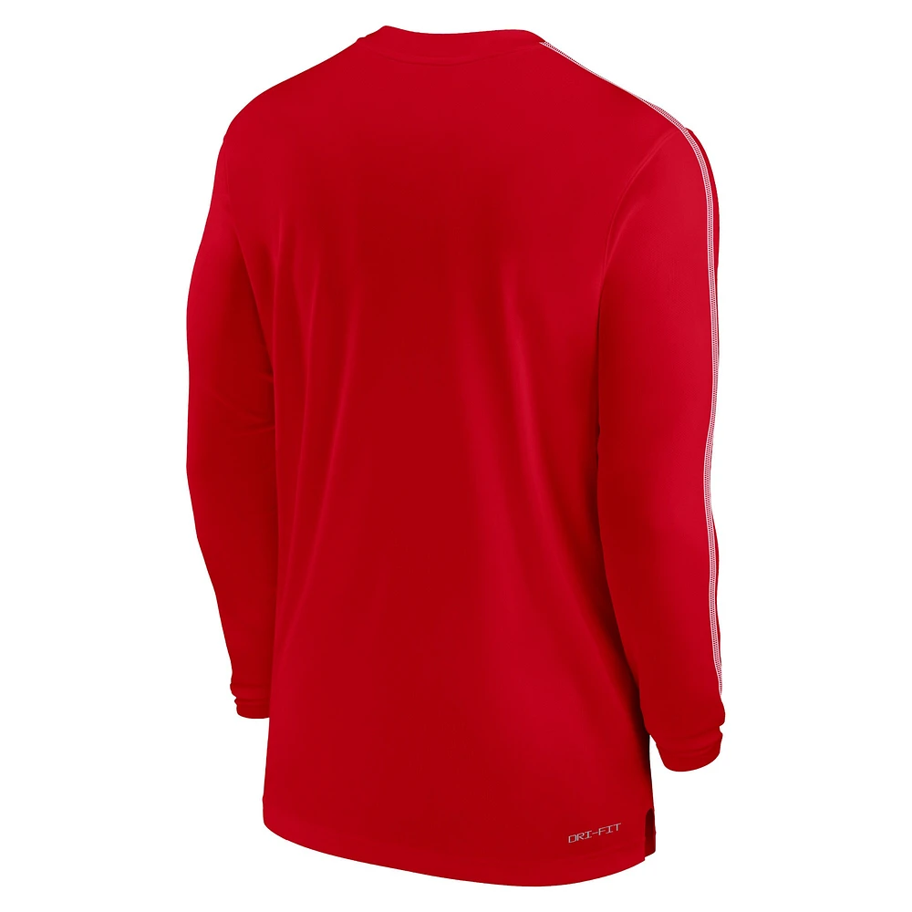 Men's Nike Scarlet Ohio State Buckeyes 2024 Sideline Coach UV Performance Long Sleeve T-Shirt