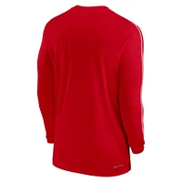 Men's Nike Scarlet Ohio State Buckeyes 2024 Sideline Coach UV Performance Long Sleeve T-Shirt