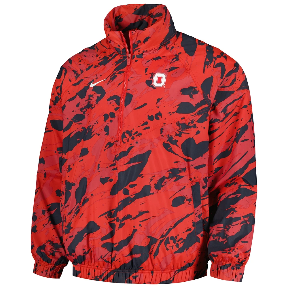 Men's Nike  Scarlet Ohio State Buckeyes Anorak Half-Zip Jacket