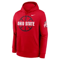 Men's Nike Scarlet Ohio State Buckeyes Basketball Icon Club Fleece Pullover Hoodie