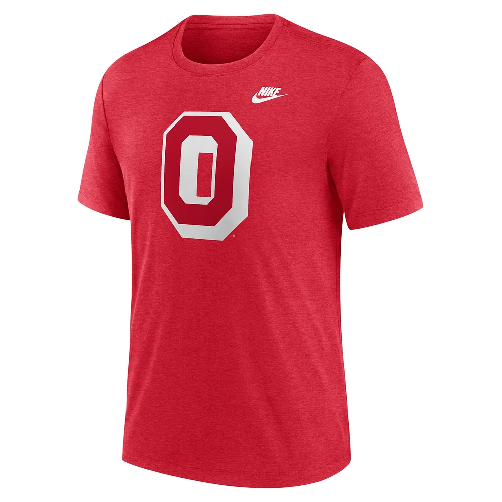 T-shirt Nike Scarlet Ohio State Buckeyes Blitz Legacy Primary Tri-Blend pour homme