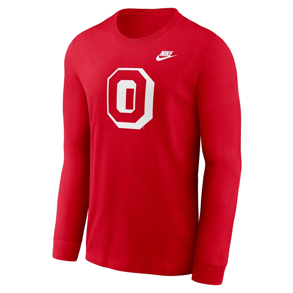Men's Nike Scarlet Ohio State Buckeyes Legacy Primary Logo Long Sleeve T-Shirt