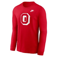 Men's Nike Scarlet Ohio State Buckeyes Legacy Primary Logo Long Sleeve T-Shirt