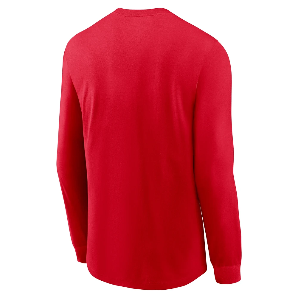 Men's Nike Scarlet Ohio State Buckeyes Legacy Primary Logo Long Sleeve T-Shirt