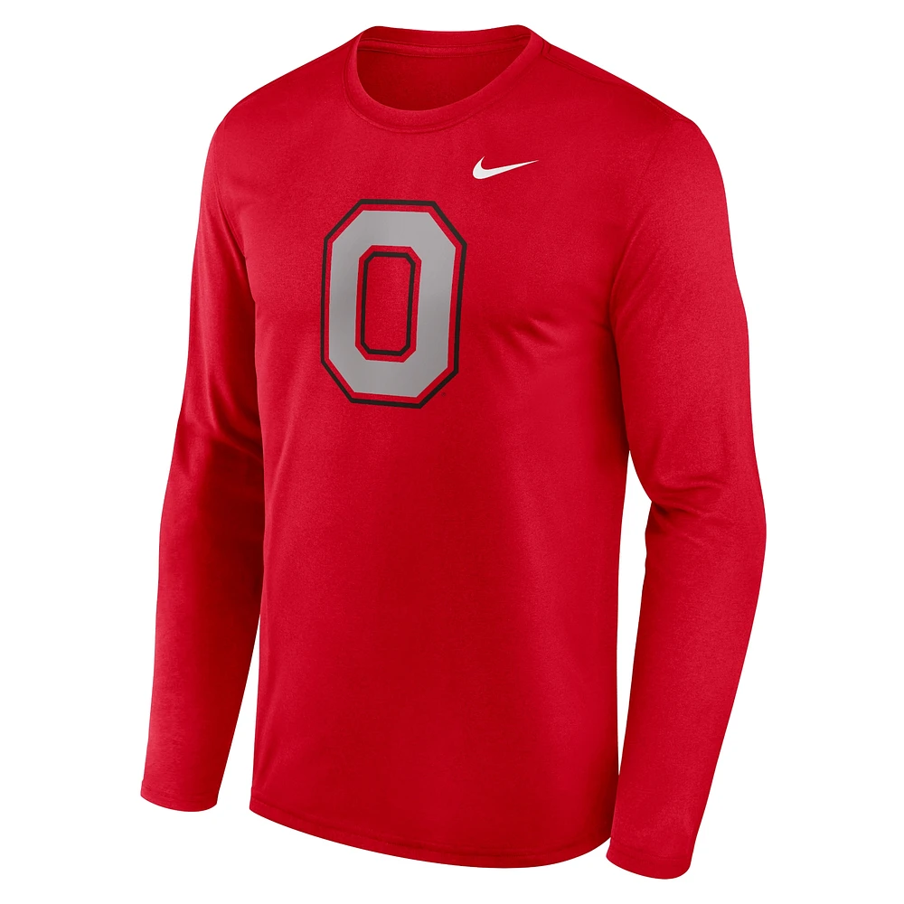 Men's Nike Scarlet Ohio State Buckeyes Primetime Alternate Logo Legend Long Sleeve T-Shirt