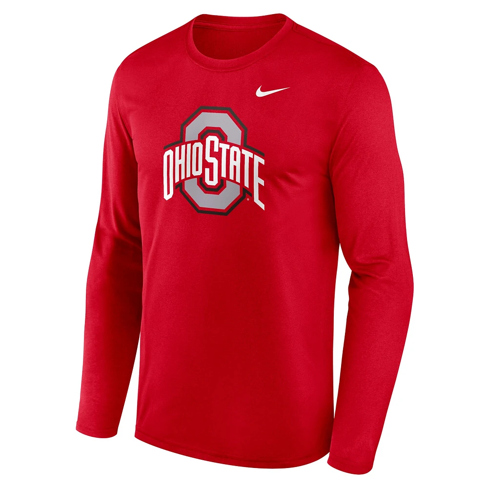 Men's Nike Scarlet Ohio State Buckeyes Primetime Primary Legend Long Sleeve T-Shirt