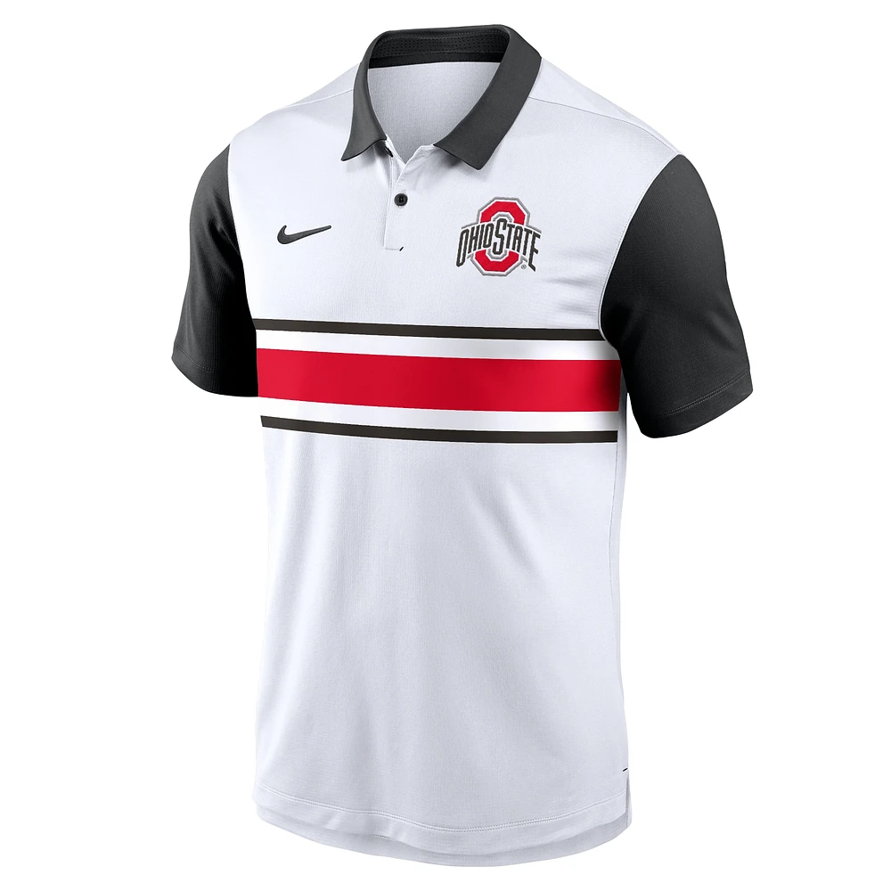 Men's Nike White Ohio State Buckeyes Primetime Campus Vapor Performance Polo
