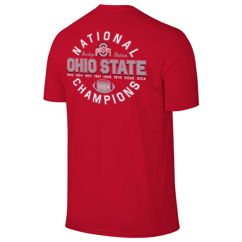 Men's  Scarlet Ohio State Buckeyes Update to Nine-Time Football National Champions Back Where It Belongs T-Shirt